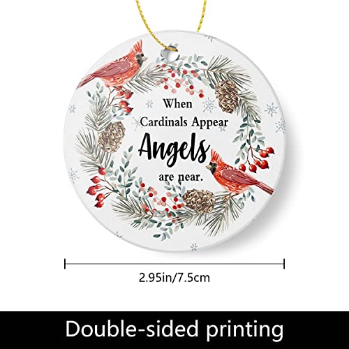 Red Bird Christmas Ornament - 3 Inch Ceramic Angel Holiday Decor Gift