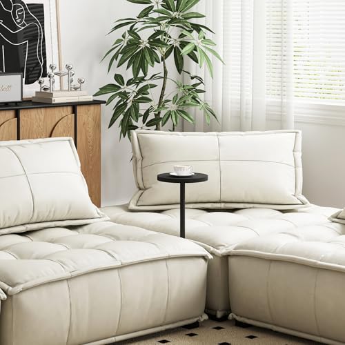 Tall Round Side Table, Small Metal Pedestal End Table for Living Room