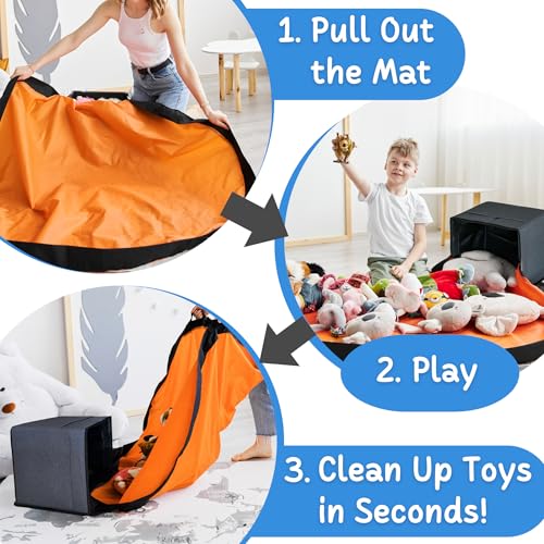 XL Toy Storage Organizer with Play Mat - Collapsible Fabric Cube Bin