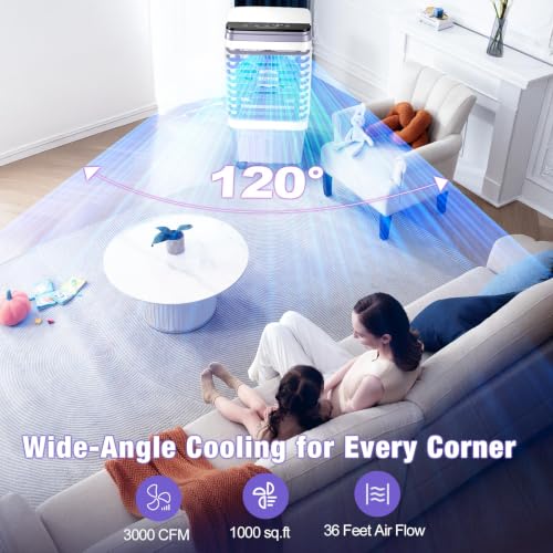 Portable Evaporative Air Cooler & Swamp Cooler with 6.87 Gal Tank