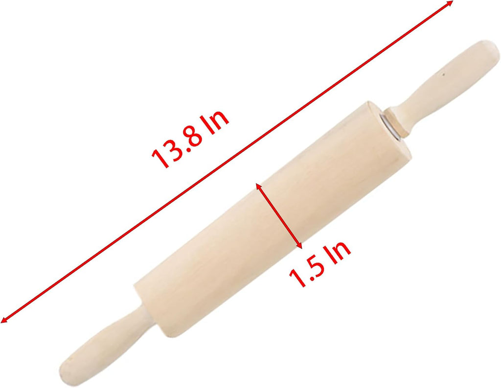 Skiennix 13.8 Inch Wooden Rolling Pin - Perfect for Kneading Dough for Bread, Pizza & Cookies