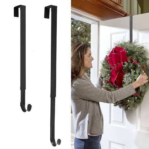 Adjustable Metal Over-the-Door Wreath Hanger (16.5"-25", 20 lb Capacity)