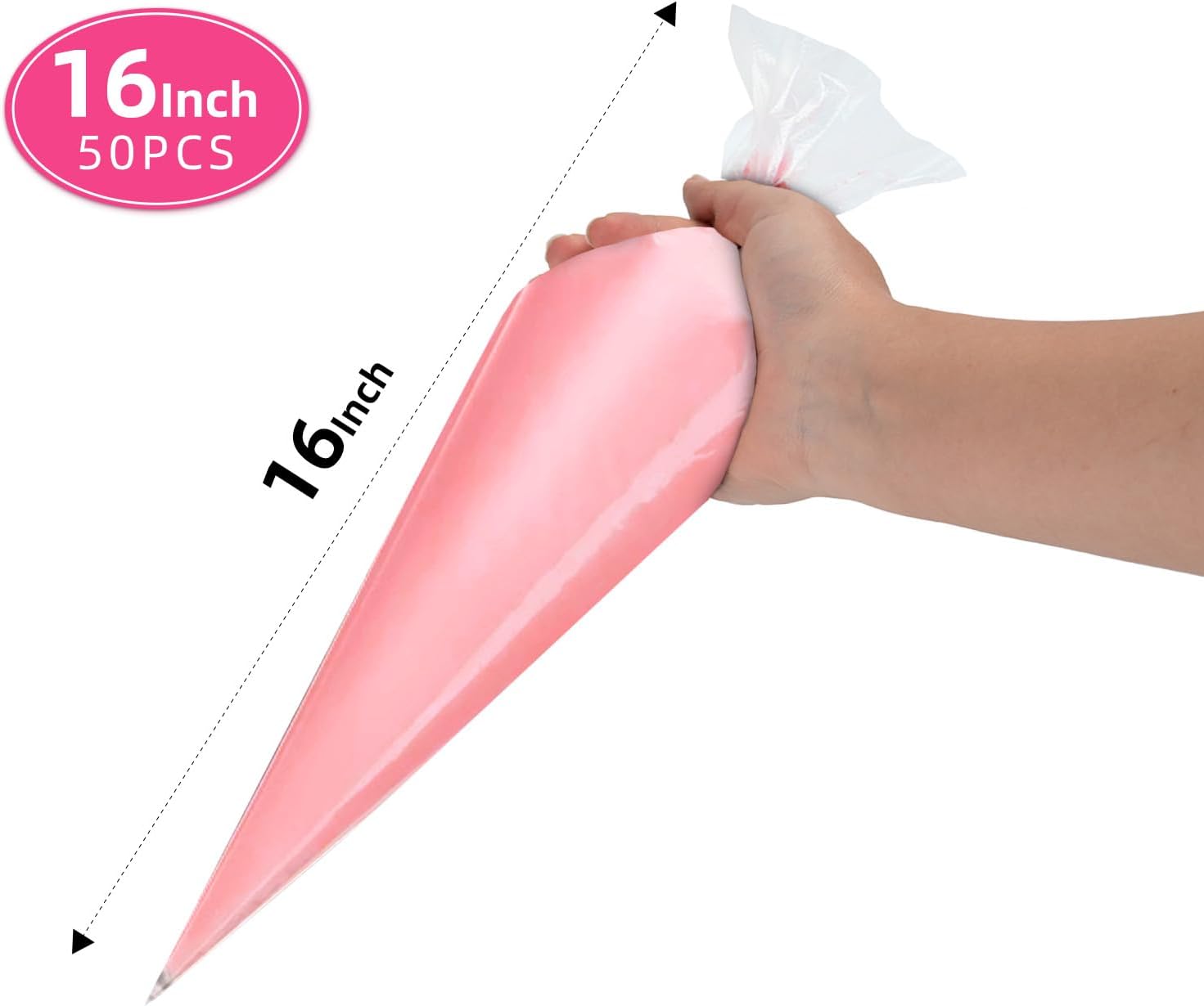 Skiennix 16-Inch Disposable Piping Bags - 50 Large Pastry Bags for Cake Decorating & Icing
