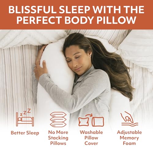 J-Shaped Memory Foam Body Pillow for Side Sleepers - 22"x50"