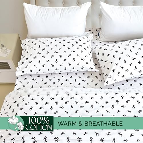 Elegant Comfort Full Black Elk Flannel Sheet Set - 100% Turkish Cotton, 14-in Deep Fitted