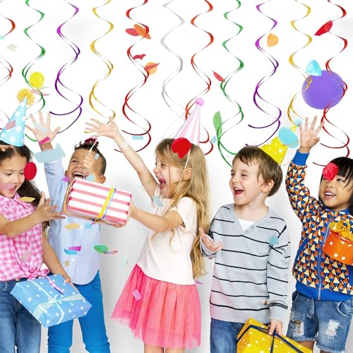 BEISHIDA Rainbow 30Pcs Hanging Swirls Decorations for Wedding Christmas Party