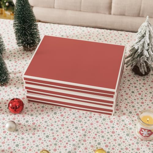 Soul & Lane Festive Red Gift Boxes with Lids (Set of 3) – 13.2 x 9.8 x 1.8 in, Holiday Clothing Boxes