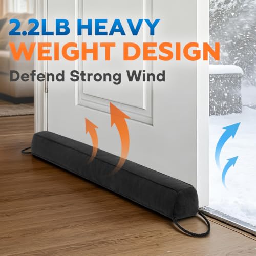38-Inch Weighted Under Door Draft Stopper - Heavy Duty Wind Blocker