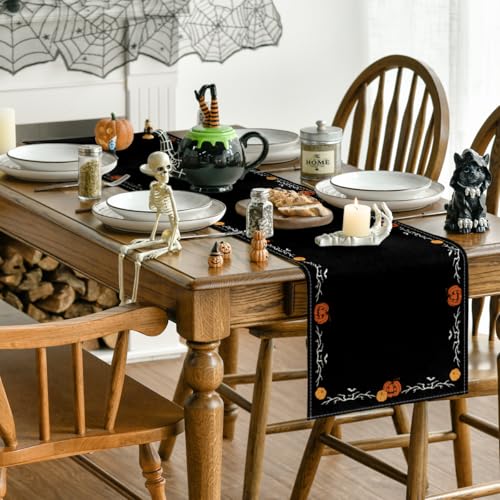 Artoid Mode 13 x 72 Inch Halloween Table Runner Home Party Decor Black
