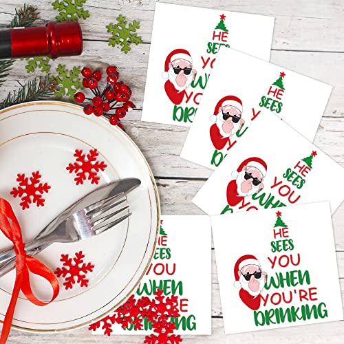 Funny Christmas Holiday Disposable Paper Napkins - 100pcs Xmas Party Table Decor