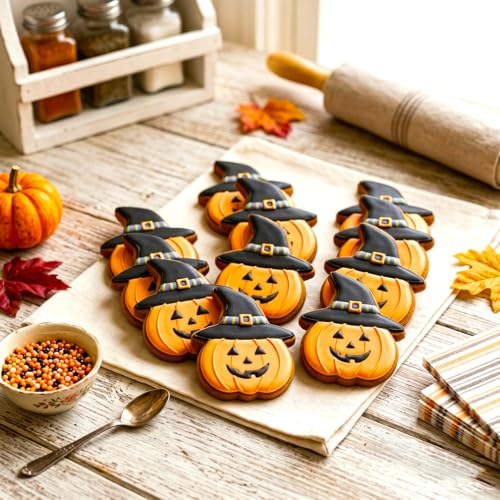 Halloween Cookie Cutter Set 6pcs – Hat, Ghost, Bat, Pumpkin, Cat, Wizard (Grevmeshvo Halloween Set)