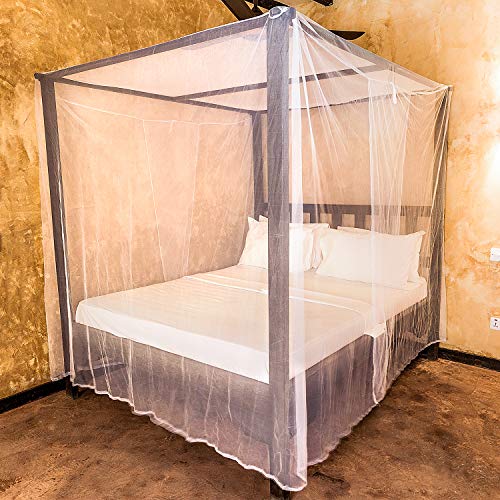 Rectangular Mosquito Net Bed Canopy for Queen & King Beds with Hanging Kit