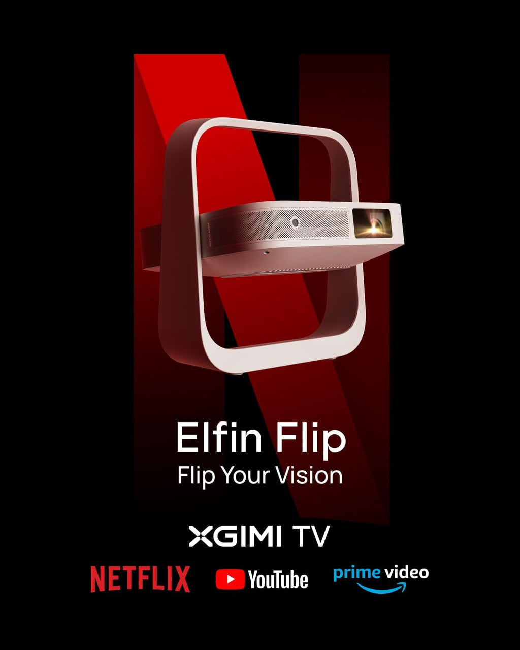 XGIMI Elfin Flip Portable Projector - 1080P Outdoor Projector with Netflix | Lightweight, Adjustable Stand