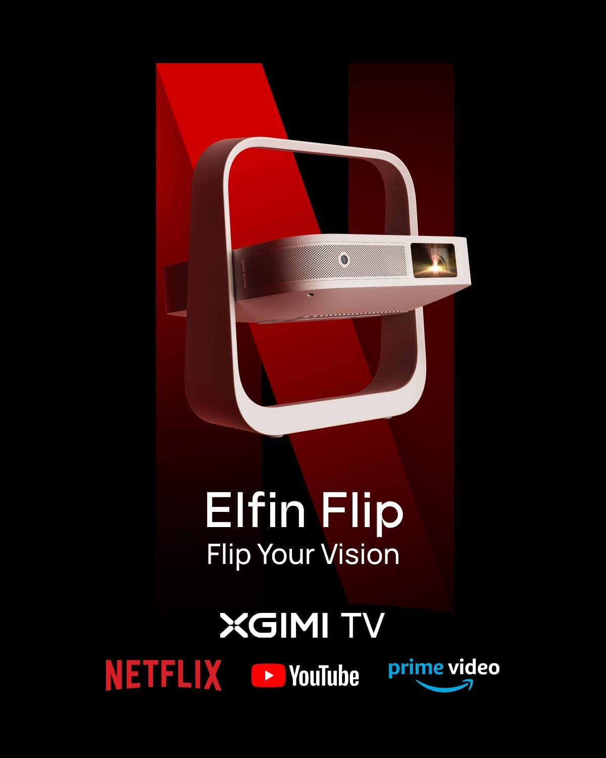XGIMI Elfin Flip Portable Projector - 1080P Outdoor Projector with Netflix | Lightweight, Adjustable Stand