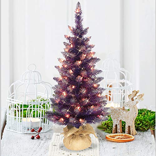 Puleo International 3' Purple Pre-Lit Christmas Tree with 50 Lights