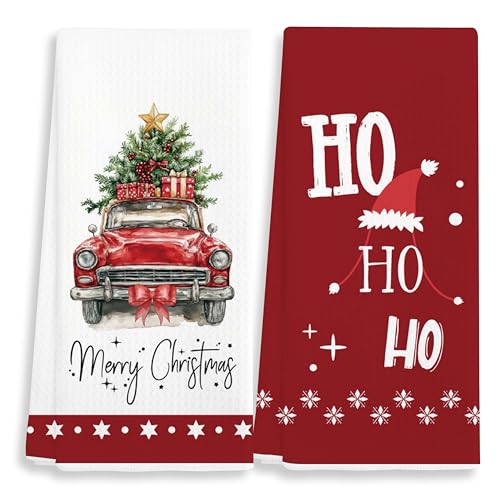 EJGFS Ho Ho Ho Christmas Kitchen Towels Set of 2, 16x24 in