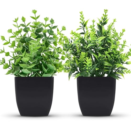 2 Pack Small Artificial Potted Plants for Home and Office Decor