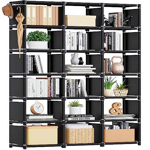 18-Cube Extra Large Bookcase DIY Modular Storage Organizer Shelf - Black