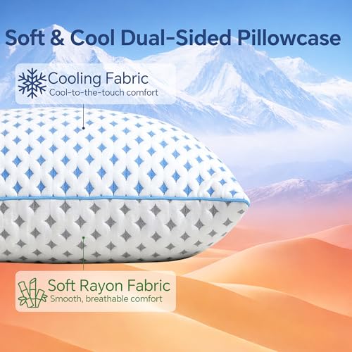 Queen Size Memory Foam Pillows Set of 2 - Adjustable Cooling Comfort