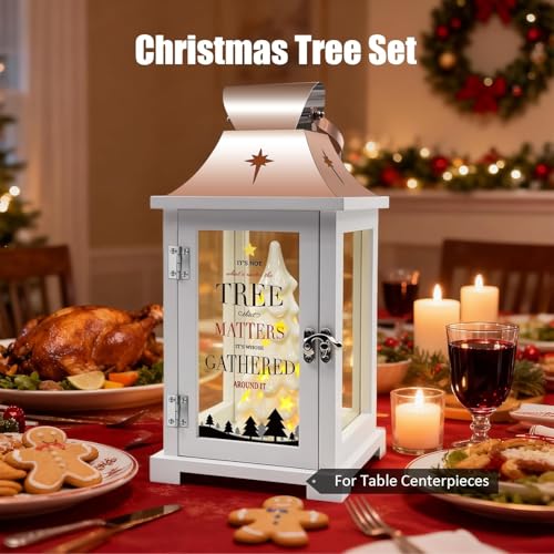 Light-Up Ceramic Christmas Tree Figurine - LED Holiday Tabletop Decor