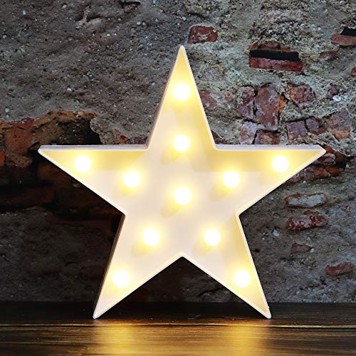LED Star Marquee Sign Night Light, Battery Operated Desk or Wall Decor