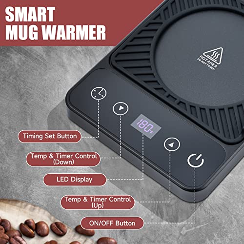 Cafzed Black Electric Mug Warmer for Desk - 30W Temperature Display, Auto Shutoff