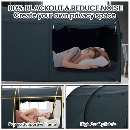 Pop-Up Bed Tent Twin Size - Indoor Privacy Sleeping Canopy & Curtains