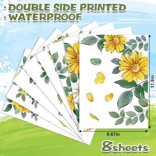 Spring Floral Window Clings - Daisy & Bee Decals, 8 Sheets