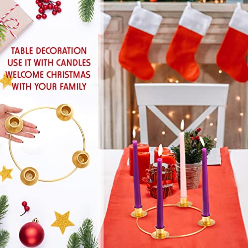 2-Pack Metal Advent Wreath Ring Candle Holder Set - DIY Centerpiece