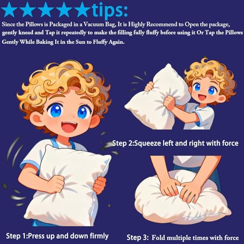 King Size Bed Pillows Set of 2 - Soft Adjustable Down Alternative Fill