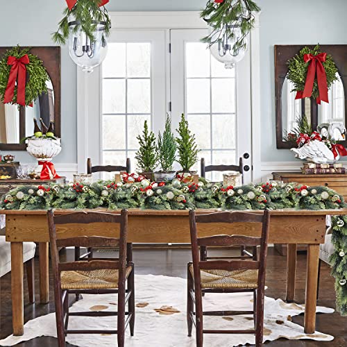 6ft Christmas Pine Garland - Fake Greenery for Mantel, Table Runner & Decor