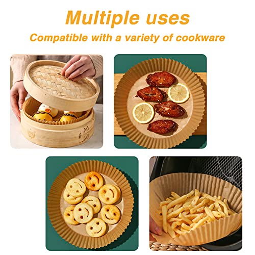 8-Inch Disposable Air Fryer Paper Liners, 100-Pack Non-Stick Parchment
