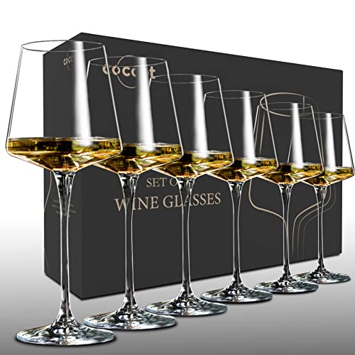 Premium Crystal Wine Glasses Set of 6 - 18.5oz Lead-Free Stemware