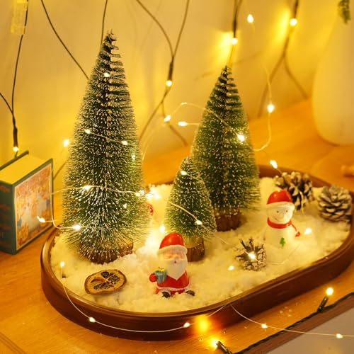 QITONG Warm White Battery Operated Fairy Lights 4 Pack 16ft 50 LEDs Outdoor Indoor Twinkle