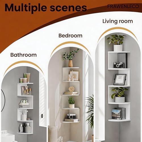 5-Tier Corner Wall Shelf, Floating Zigzag Bookshelf for Home Storage