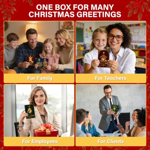 Religious Christmas Cards Set, 24-Pack with Envelopes & Seals – Nativity Scenes