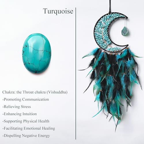 Moon Dream Catcher with Chakra Gemstone Tree of Life Wall Hanging Decor