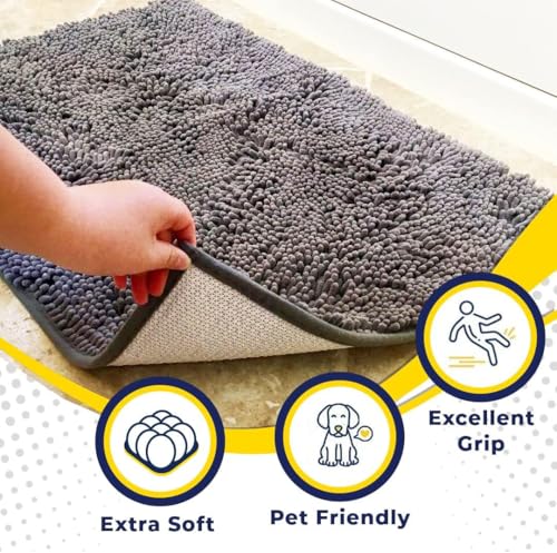 Super Absorbent Microfiber Door Mat - Quick Dry Chenille Entryway Rug, 24x36