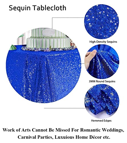 Partisout Royal Blue Sequin Tablecloth 50x80 Inch for Weddings & Events