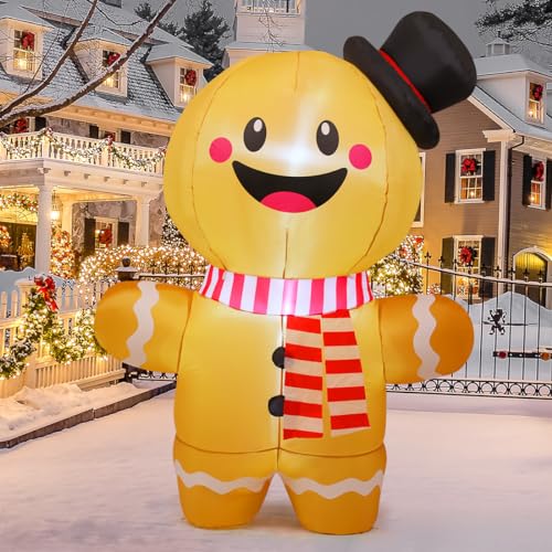 GOOSH 6.2 FT Inflatable Christmas Gingerbread Man with LEDs for Outdoor Holiday Decorations