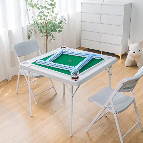 35.4-Inch Folding Mahjong Table, Portable 4-Player Square Game Table