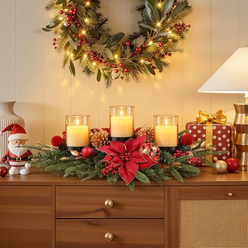 28-Inch Christmas Table Centerpiece Candle Holder with 3 Trays