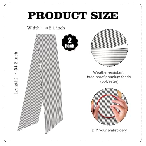 Black and White Striped Wreath Sash 2-Pack for Front Door Decor