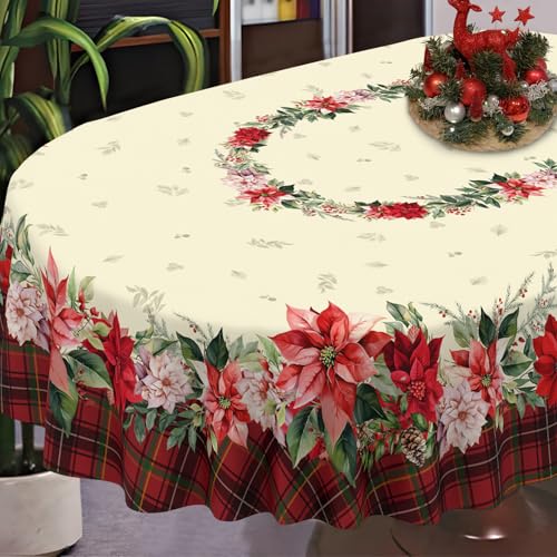 Christmas Tablecloth Waterproof Tree/Holly Table Cloths for New Years