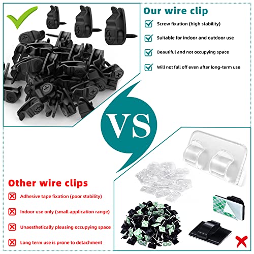 Outdoor String Light Clips 50-Pack - Weatherproof Light Hanger Hooks, Black