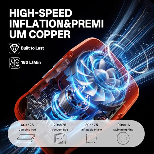 Portable Air Mattress Pump with 3-Level Camping Light