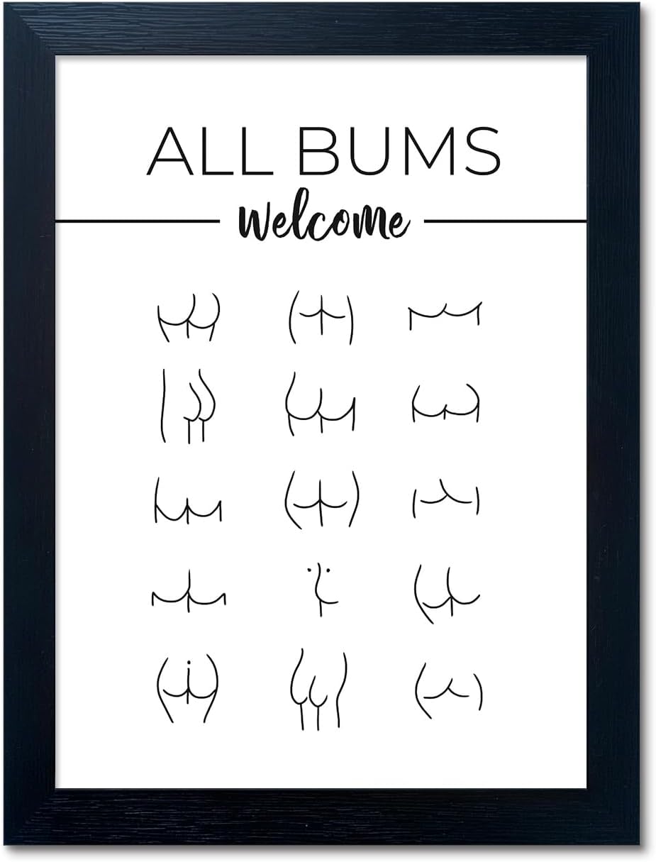 Skiennix Funny Bathroom Wall Art - Humorous Black and White Canvas Print | Modern Minimalistic Decor