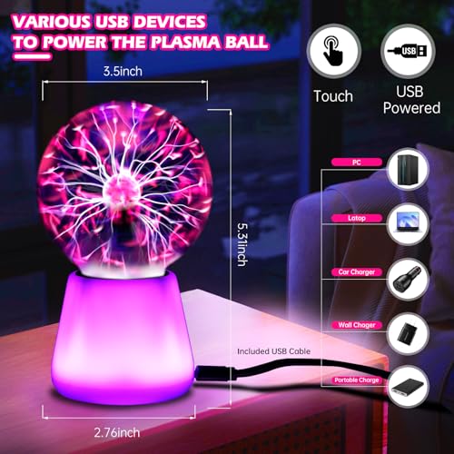 3-Inch Plasma Ball Lamp Interactive Touch Sensitive Lightning Globe