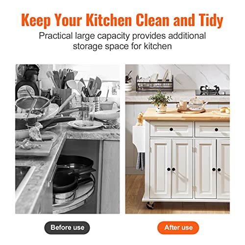 35.4" Rolling Kitchen Island Cart with Solid Wood Top & Storage, White