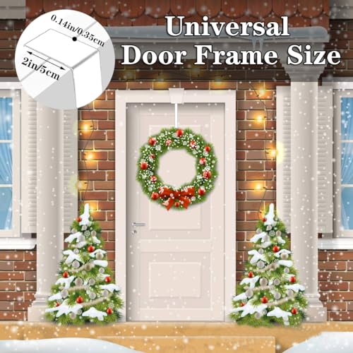 15-Inch Over the Door Wreath Hangers, 2 Pack Heavy Duty Steel Hooks (White)